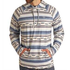 NEW ROCK & ROLL DENIM men's performance cool feel aztec light weight hoodie in m